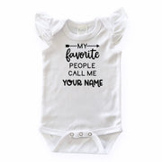 My Favorite People Call Me, Custom Flutter Sleeve White Bodysuit