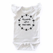 My Parents Call Me Custom Flutter Sleeve White Bodysuit