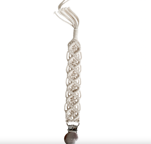 Macrame Pacifier Clip - Cream