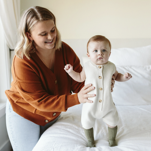 Organic Cotton Knit Romper - Cloud