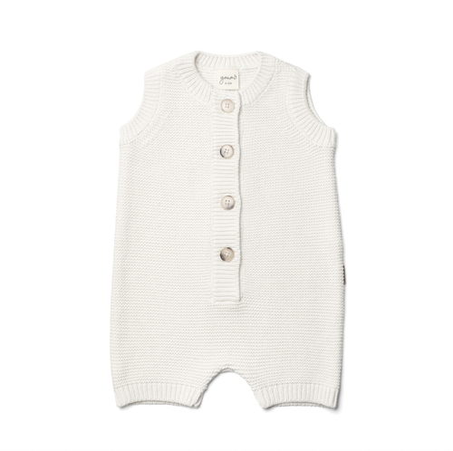 Organic Cotton Knit Romper - Cloud