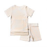Viscose Organic Cotton Short-Sleeved Loungewear - Dune Stripe