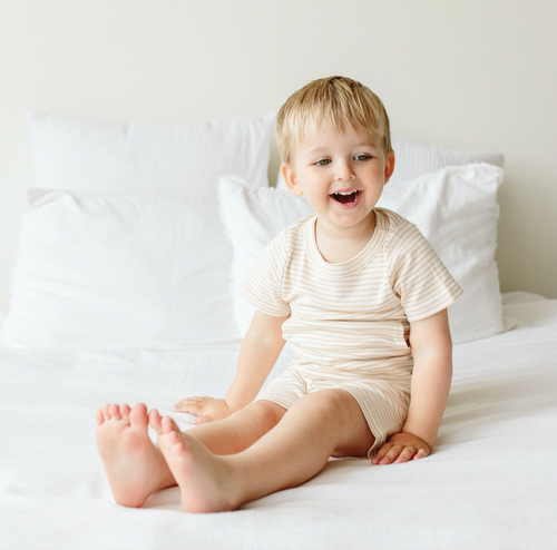 Viscose Organic Cotton Short-Sleeved Loungewear - Dune Stripe
