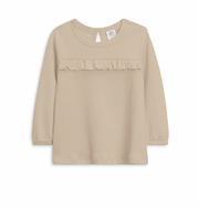 Sorren Long-Sleve Ruffle Yoke Tee - Clay