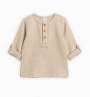 Muslin Croix Convertible Long Sleeve Top - Clay