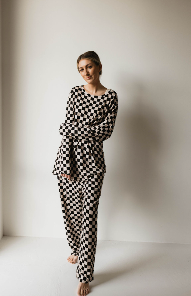 Men's Bamboo Pajama | Black Checkerboard