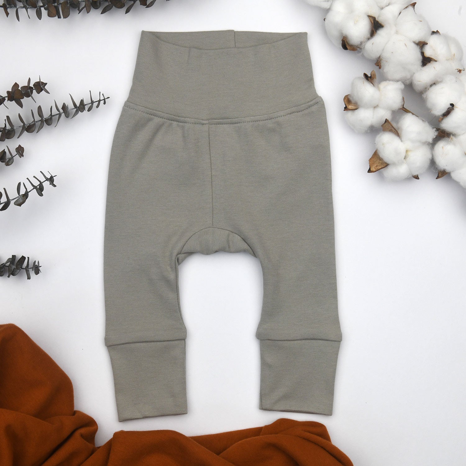 Organic Cotton High Waist Baby Pants, Slate Grey