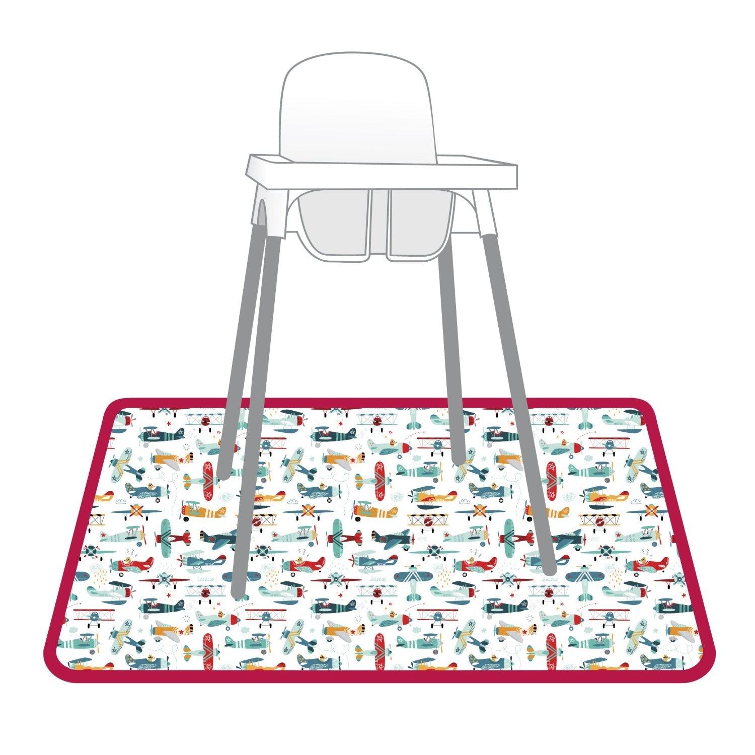 Retro Airplanes Splash Mat - A Waterproof Catch-All for Highchair Spills and More!