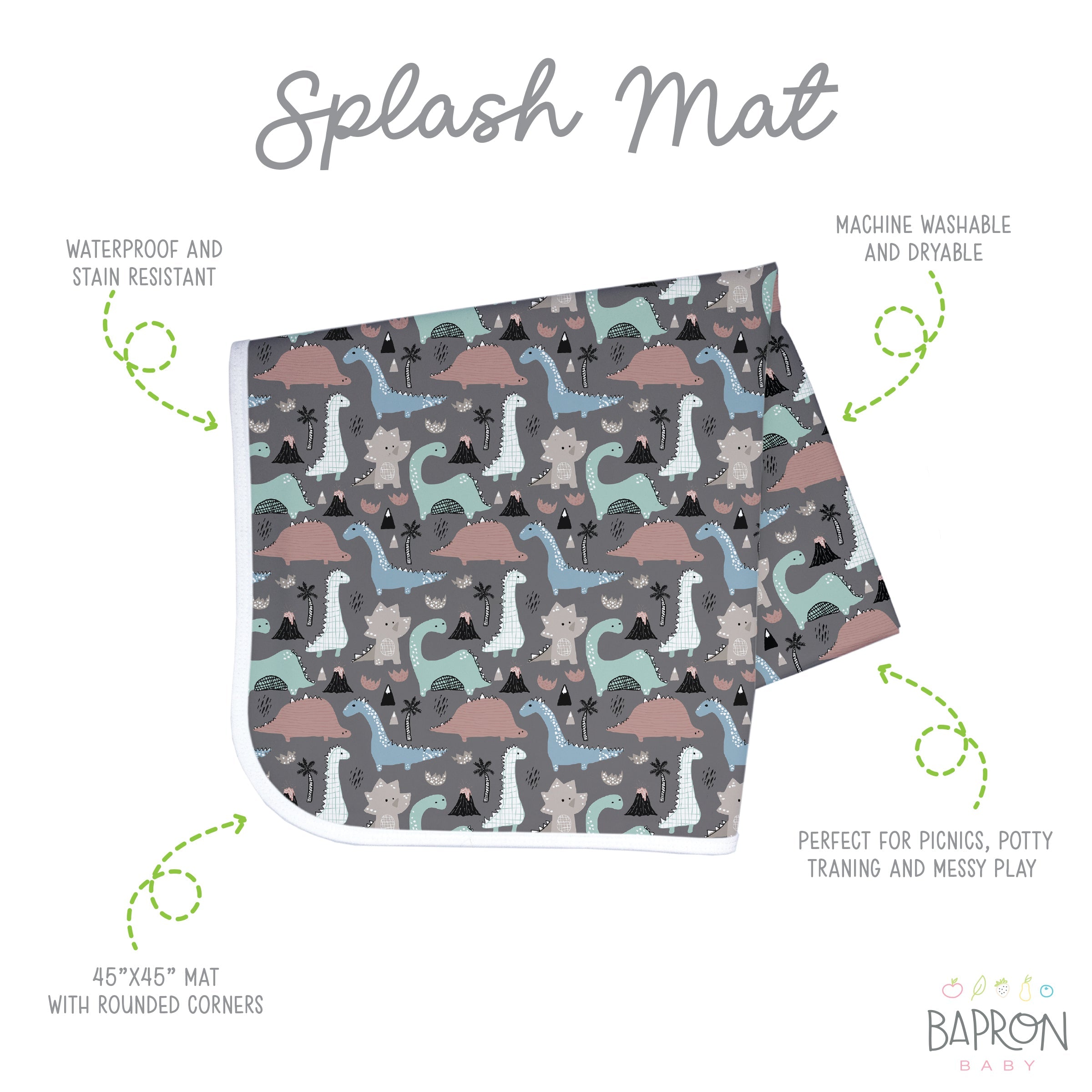 Dinosaur Drawing Splash Mat - A Waterproof Catch-All for Highchair Spills and More!