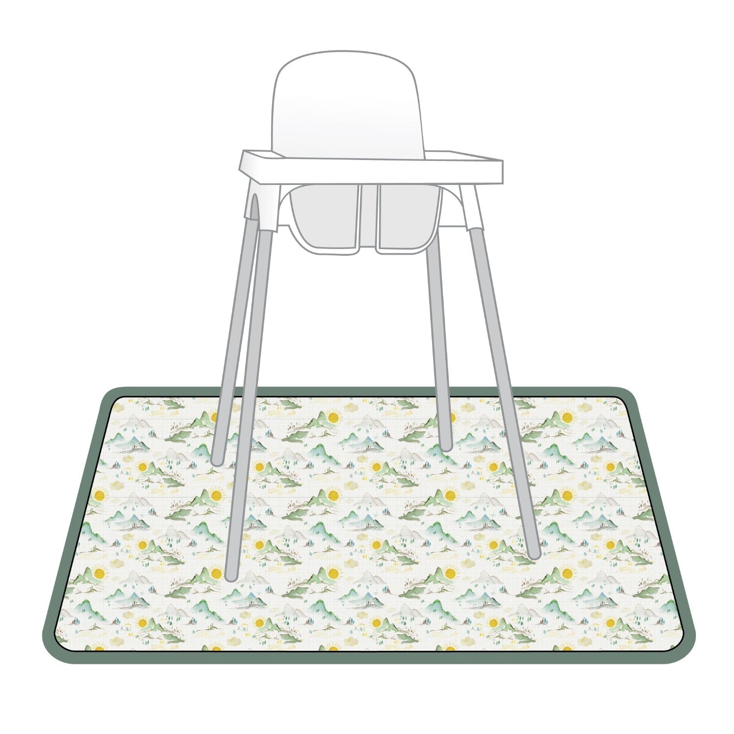 Mountain Mist Splash Mat - A Waterproof Catch-All for Highchair Spills and More!