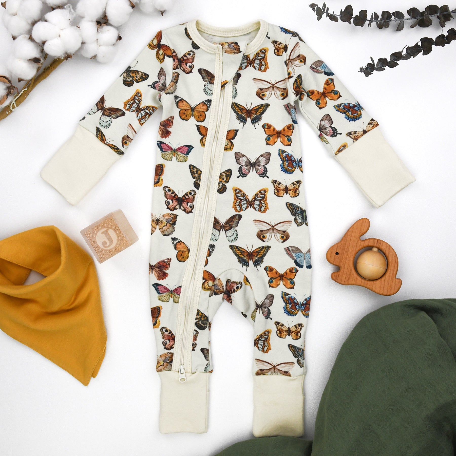 Organic Cotton Baby Pajamas 2-Way Zip Front Zipper Sleeper, Stella