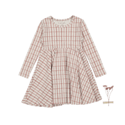 The Printed Long Sleeve Dress - Mauve Check