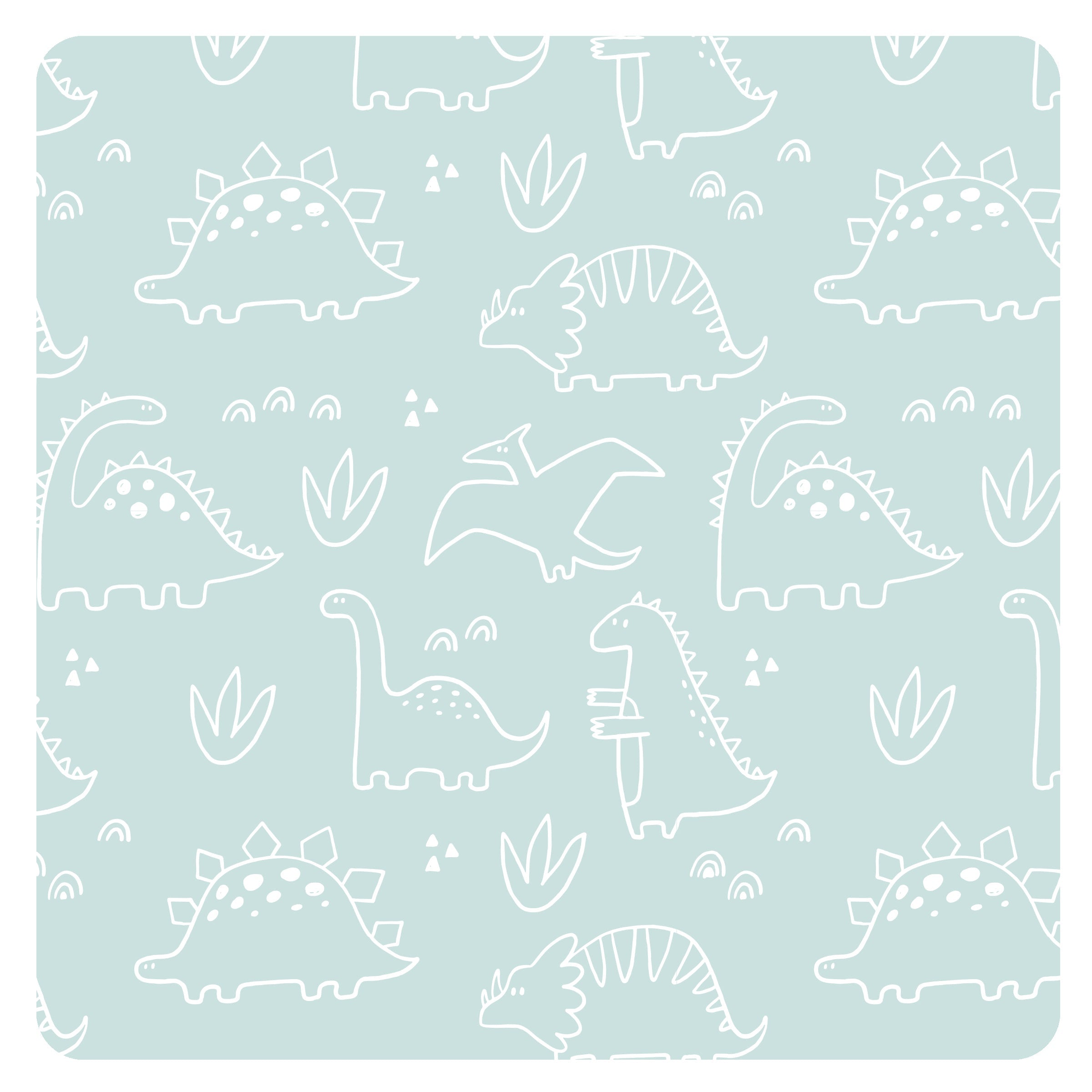 Dino Friends - Sage Splash Mat - A Waterproof Catch-All for Highchair Spills and More!