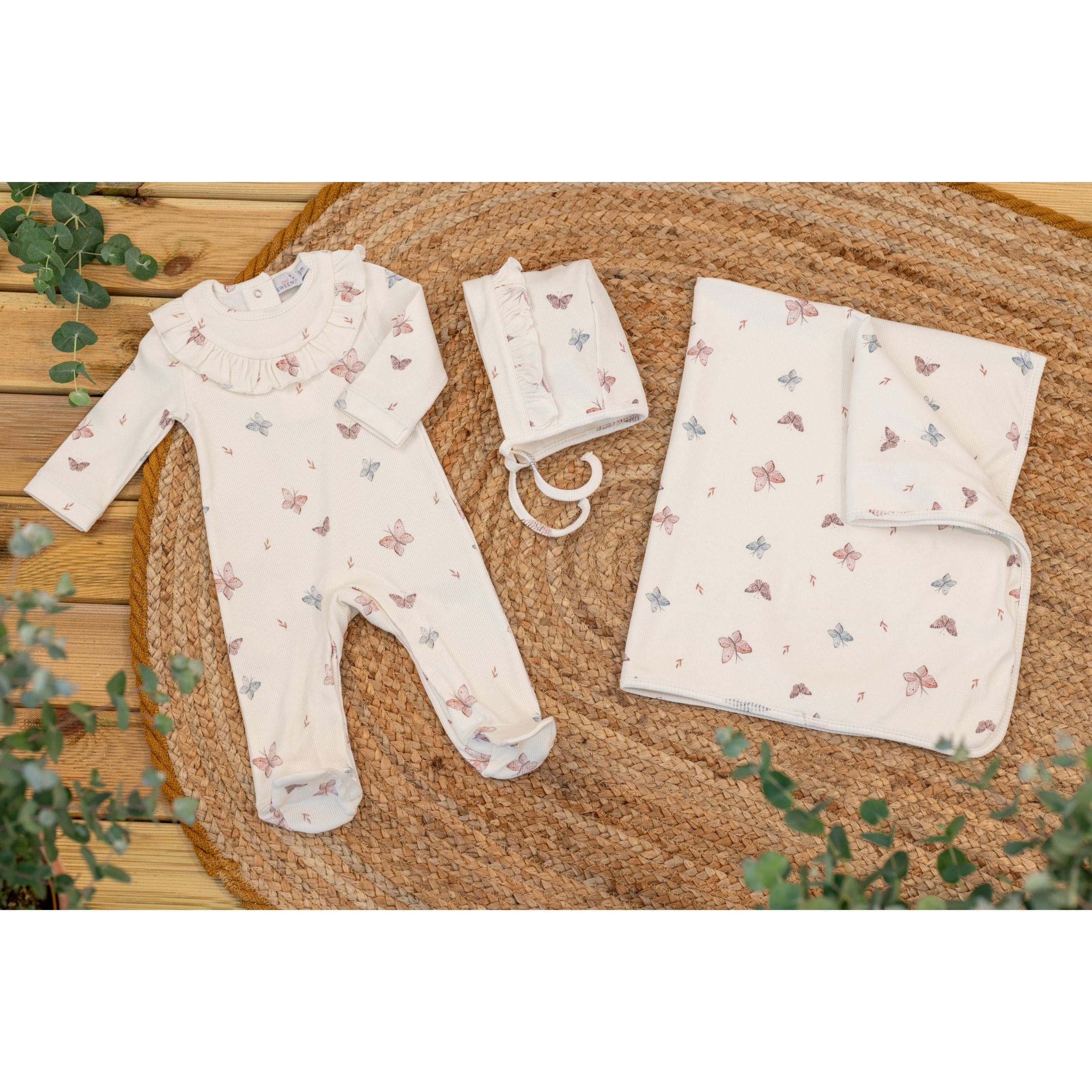 SYRINE | Girls White Cotton Butterfly Print  All-in-One
