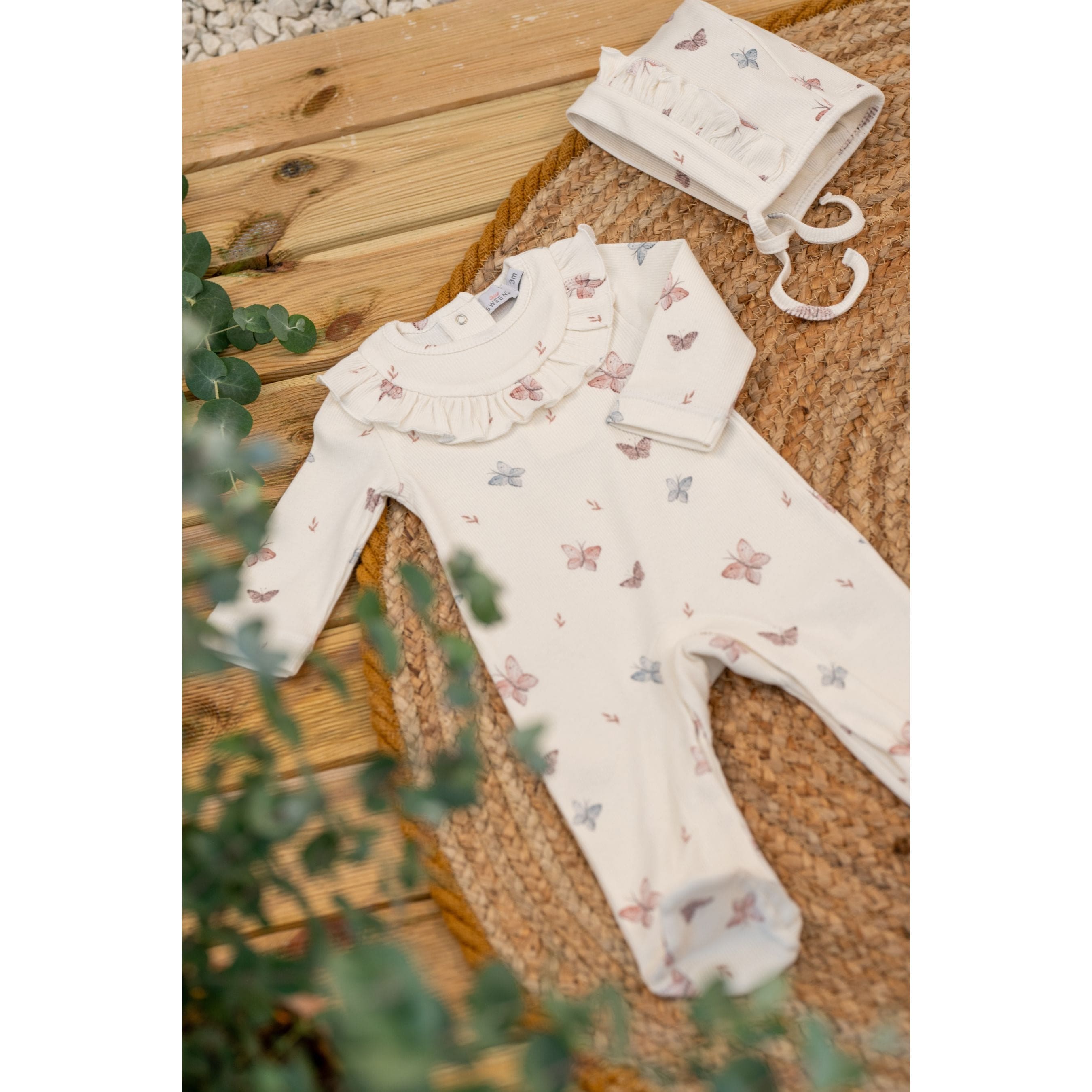 SYRINE | Girls White Cotton Butterfly Print  All-in-One
