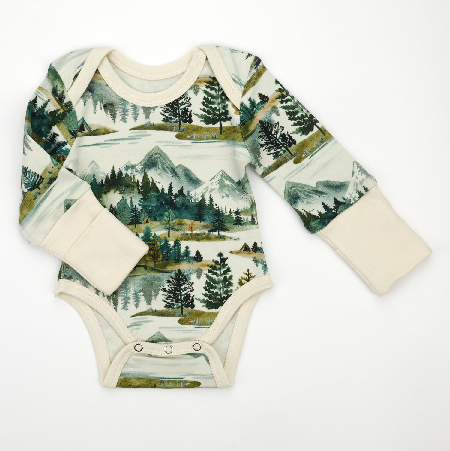 Organic Cotton Long Sleeve Baby Bodysuit, Teton