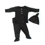 Top and Bottom Outfit and Hat Set, Newborn Clothes, Baby Boy Outfit Sets - Black