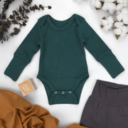 Organic Cotton Long Sleeve Baby Bodysuit, Topaz