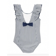 Navy Stripe Waterfall One Piece Swimsuit