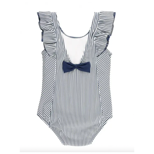 Navy Stripe Waterfall One Piece Swimsuit