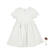 The Printed Short Sleeve Dress - Linear Leaf