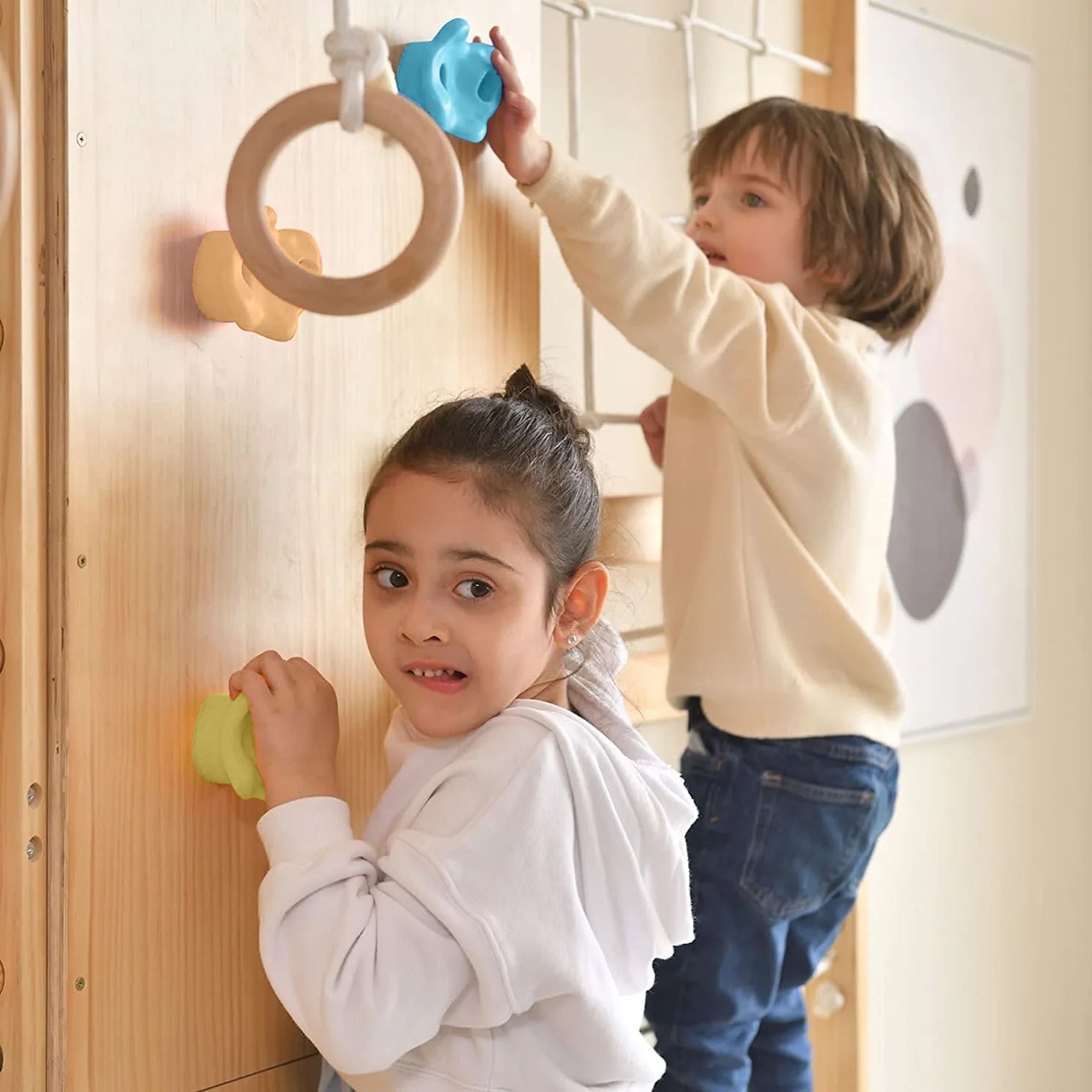 Walnut | Swedish Ladder Jungle Gym - 95" Height - Wall Mounted