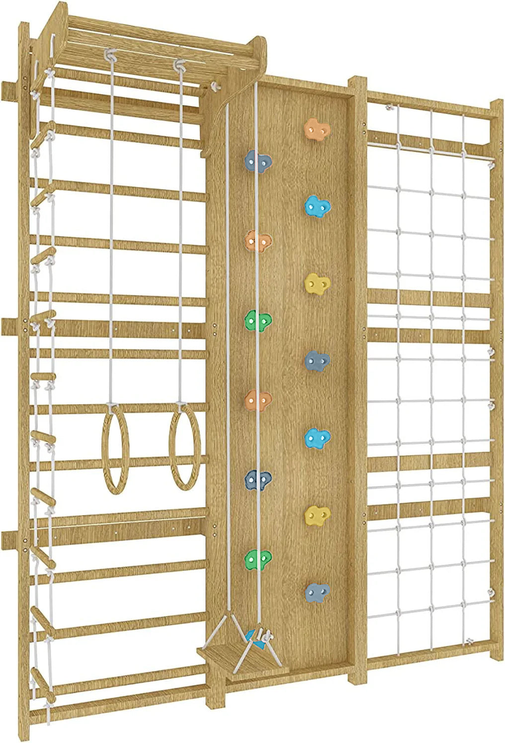 Walnut | Swedish Ladder Jungle Gym - 79" Height - Wall Mounted