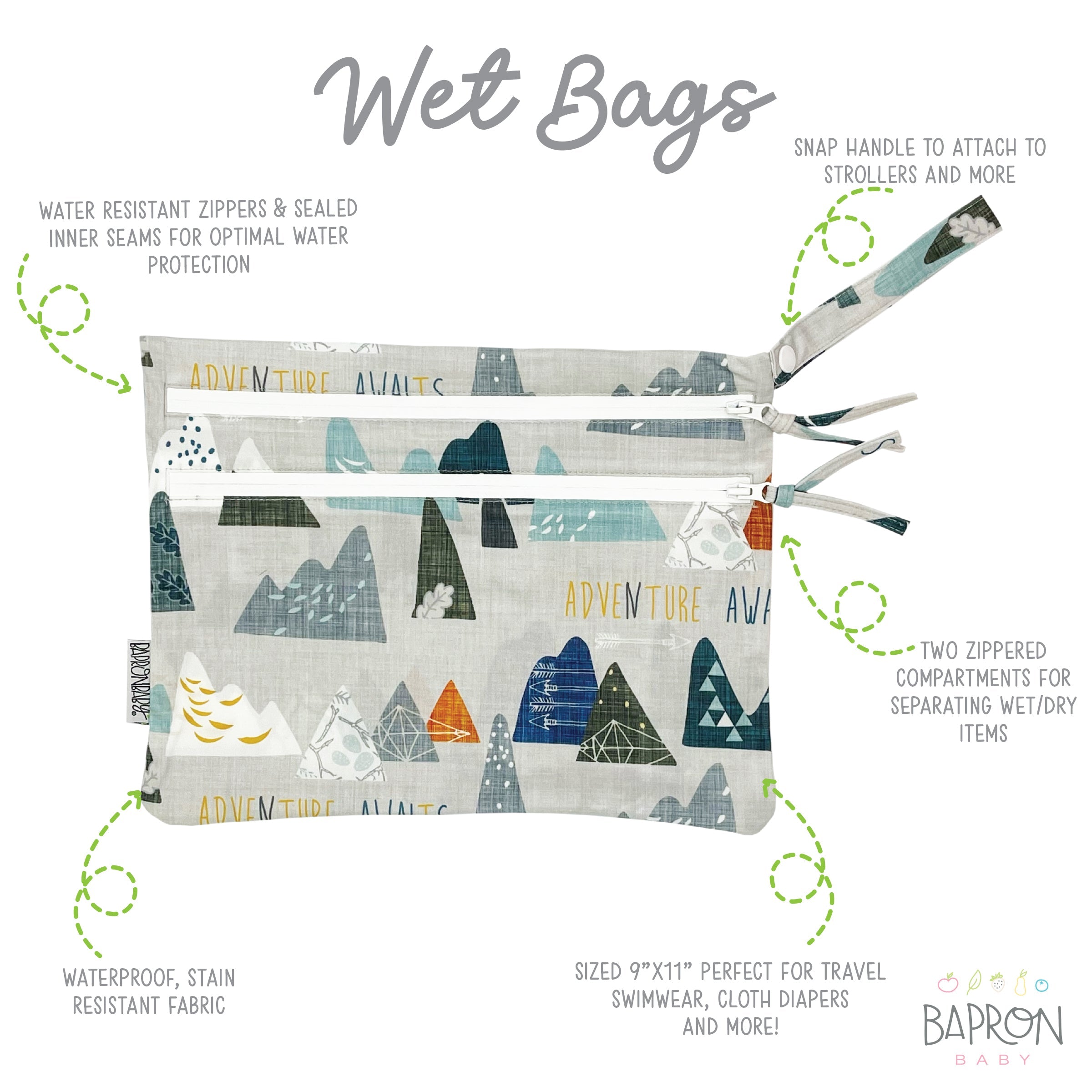 Adventure Awaits - Waterproof Wet Bag (For mealtime, on-the-go, and more!)