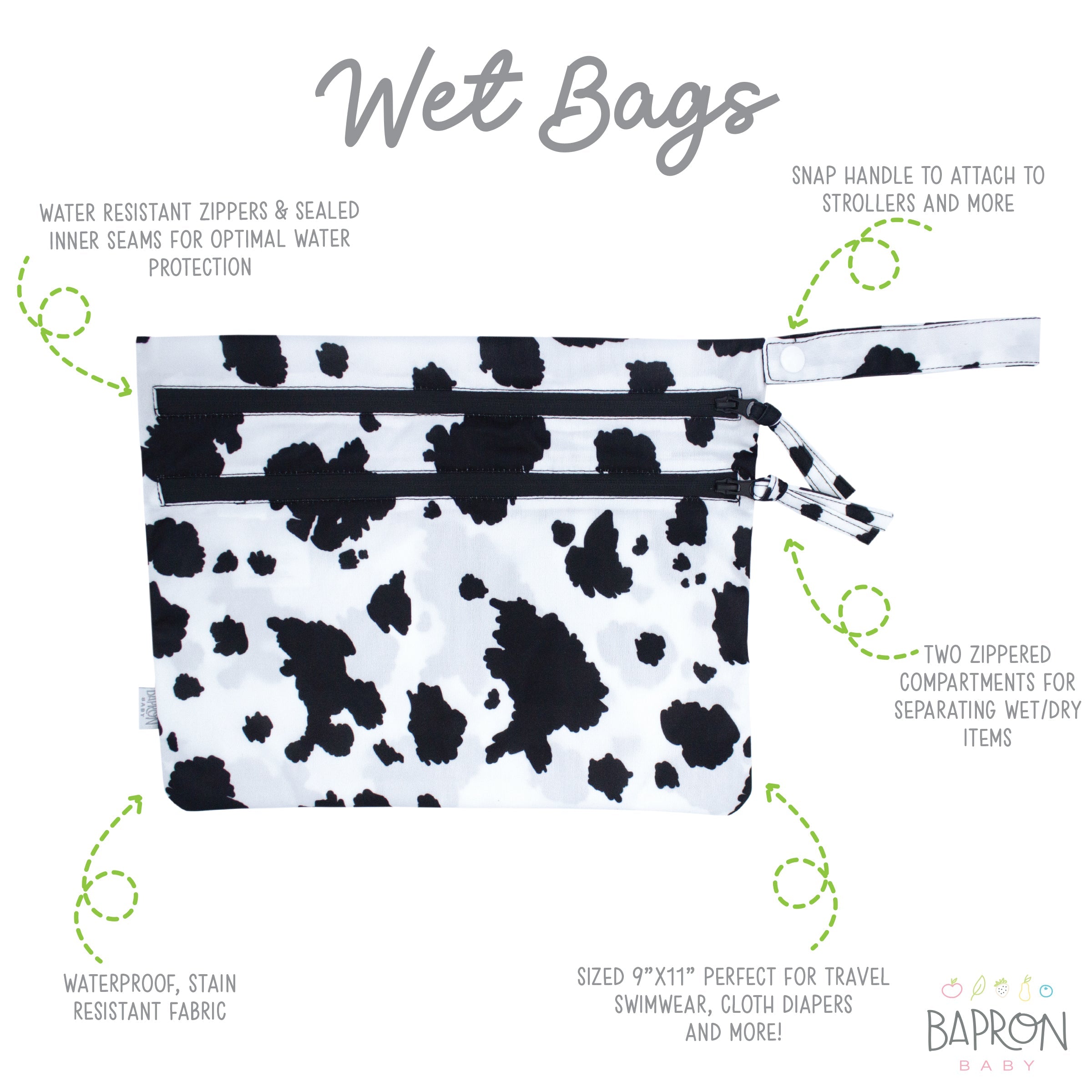 Cowhide - Waterproof Wet Bag (For mealtime, on-the-go, and more!) SALE