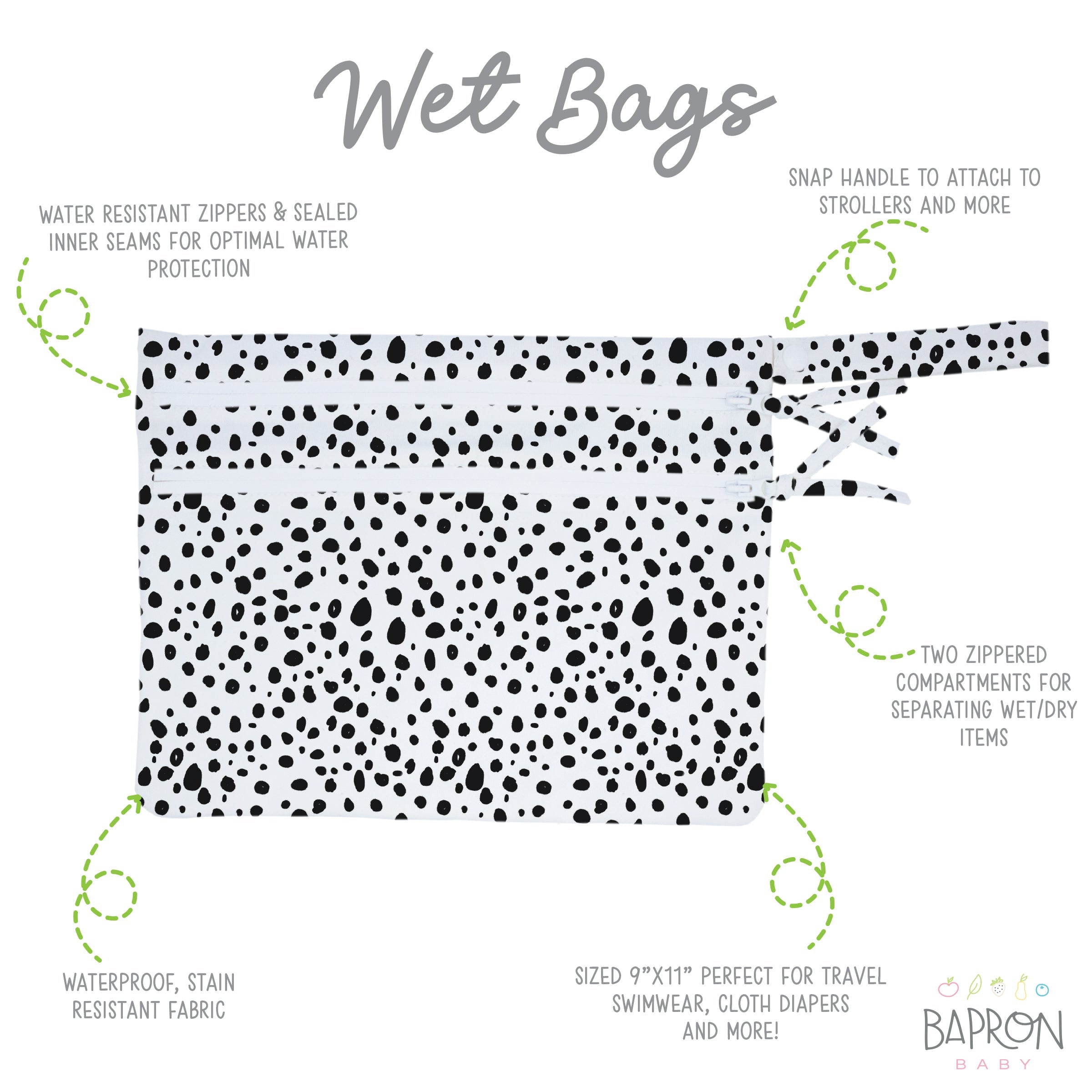 Organic Dot - Waterproof Wet Bag (For mealtime, on-the-go, and more!)