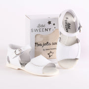 Girls White Leather Walker Sandals