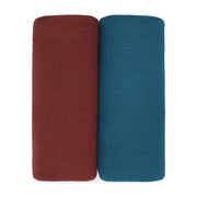 Muslin Swaddle Blanket in Wine & Neptune, 2 Pack