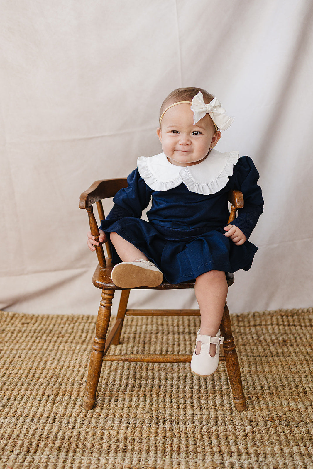 Navy Peter Pan Collar Pleated Skirt Set