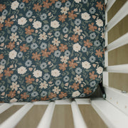Midnight Floral Muslin Crib Sheet