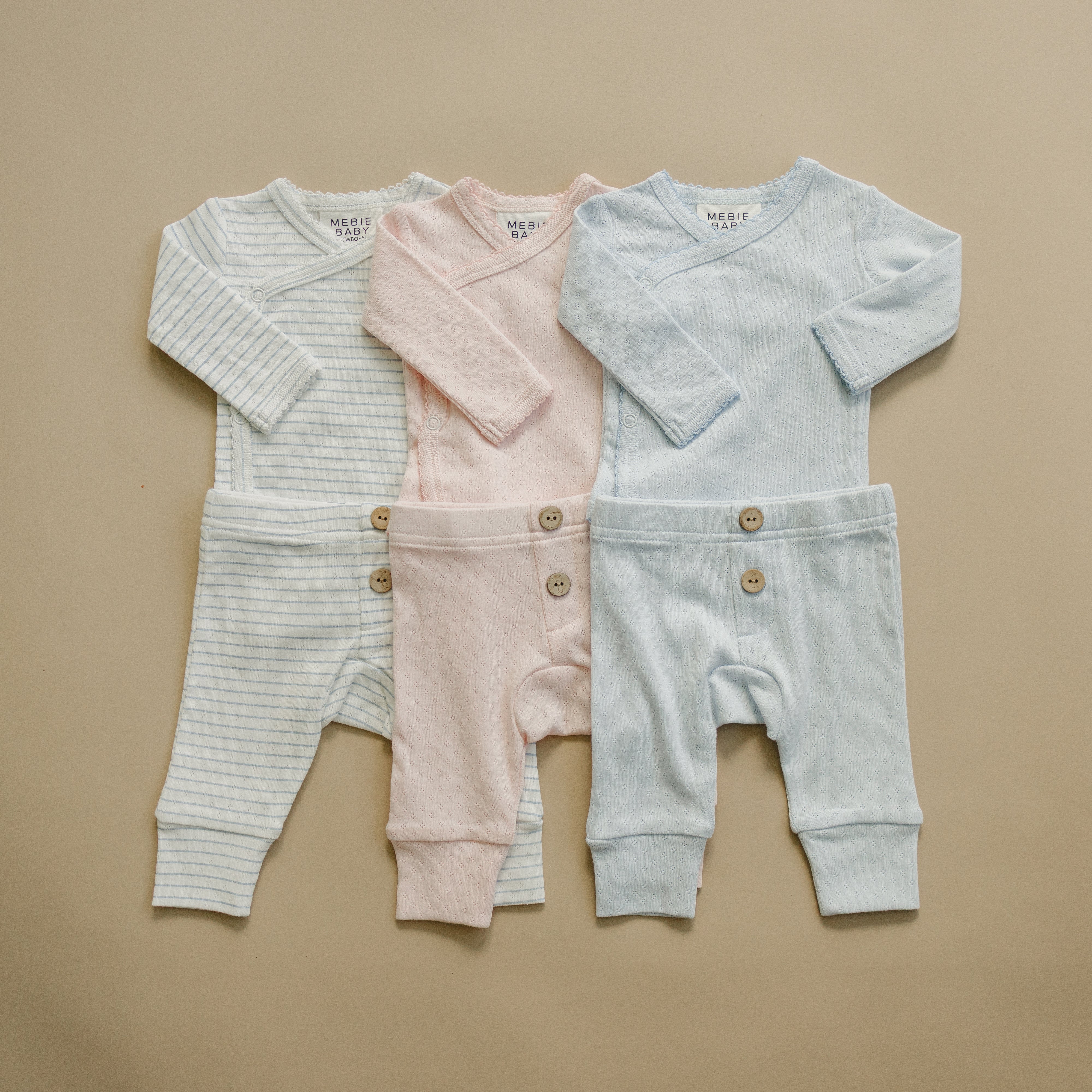 Blue Stripe Pointelle Layette Set