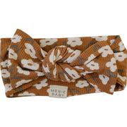 Mustard Floral Ribbed Bamboo Head Wrap