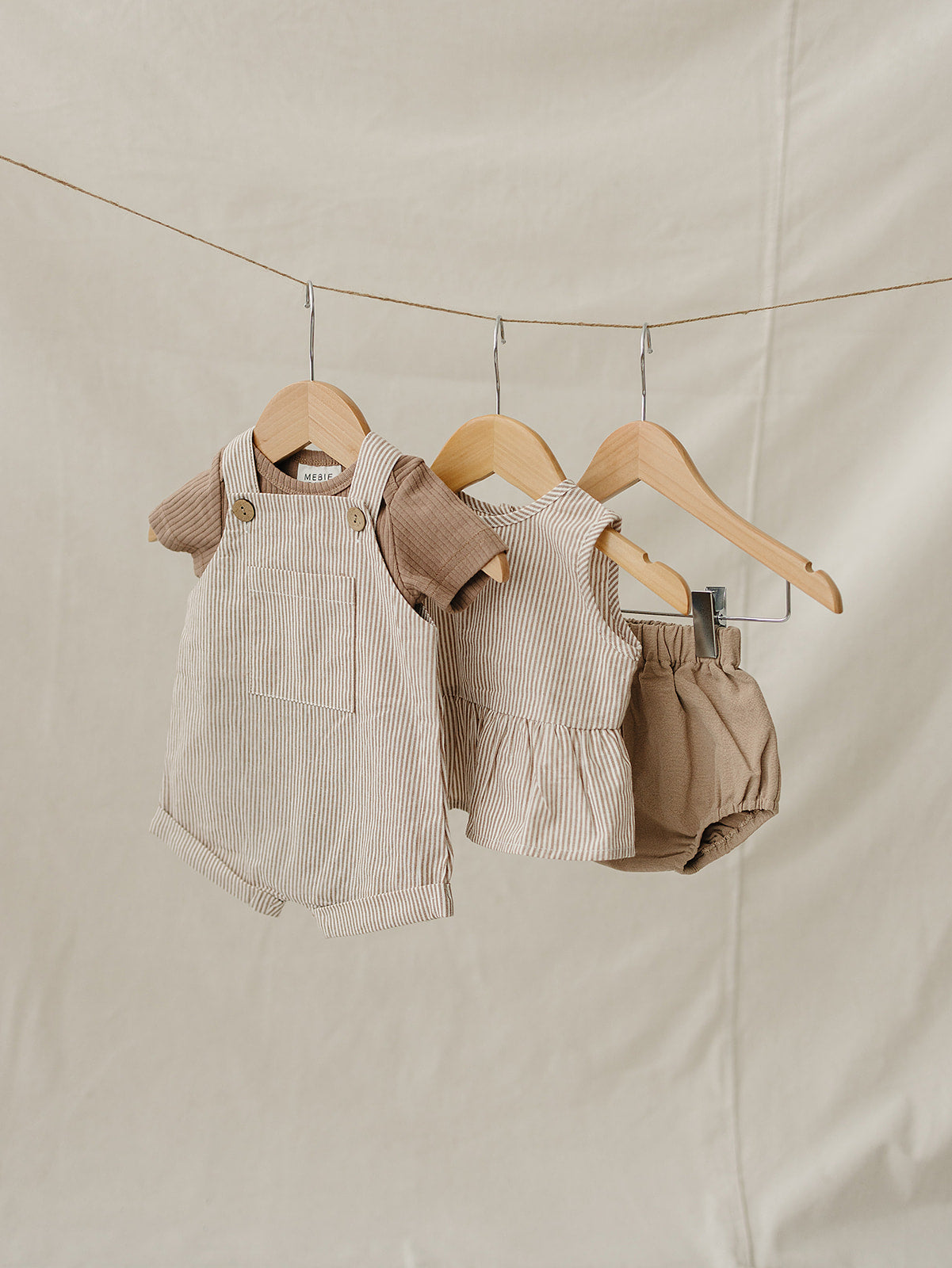 Tan Stripes Peplum Set