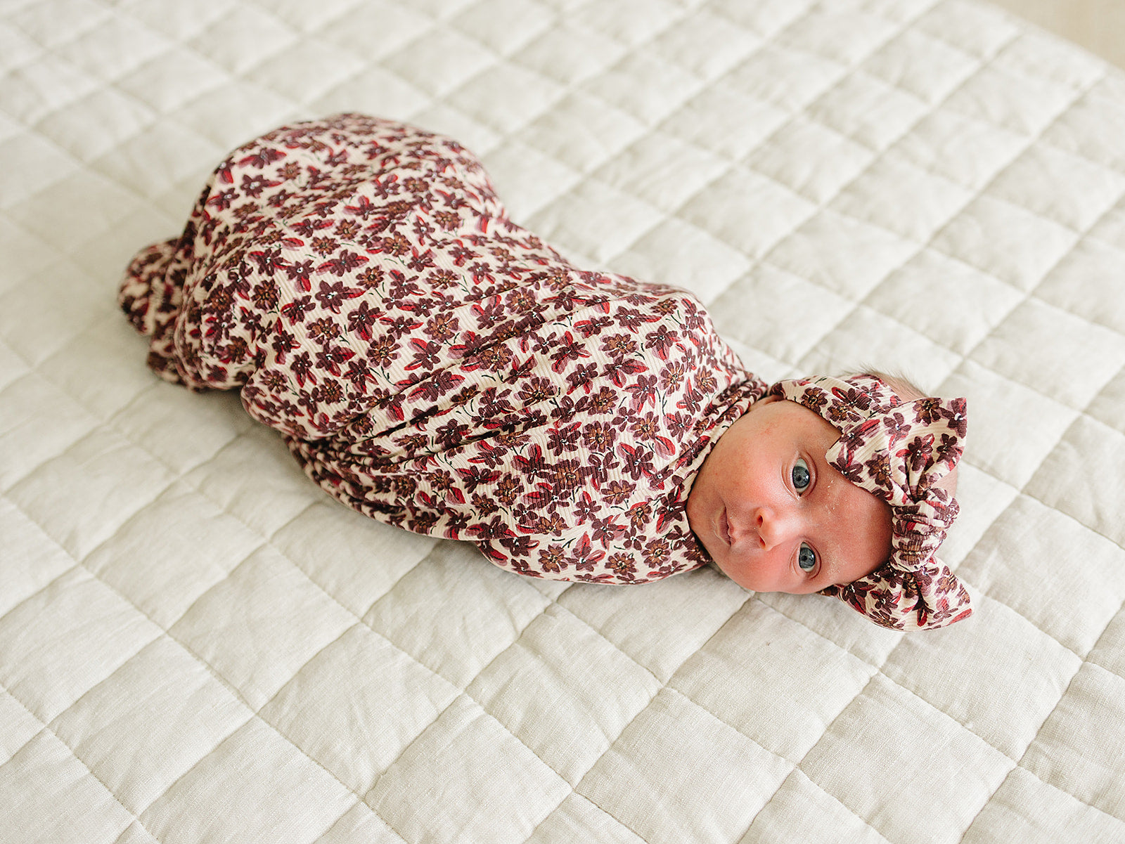 Antique Floral Ribbed Bamboo Stretch Swaddle