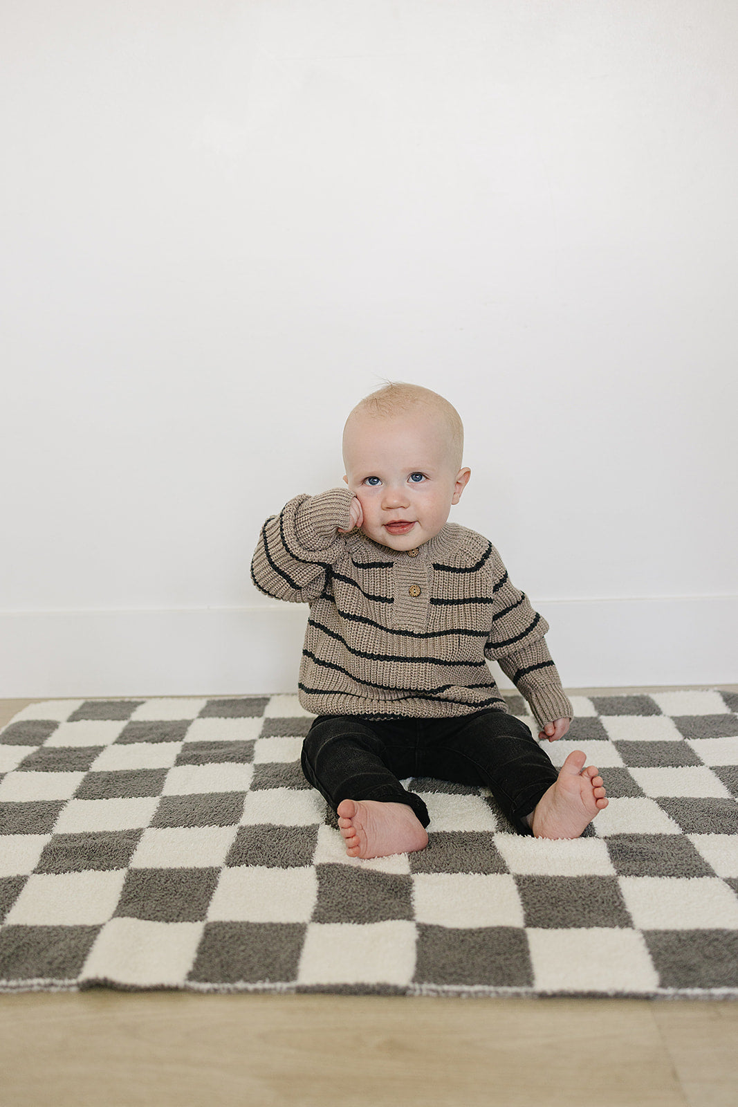 Brown + Charcoal Stripe Knit Sweater
