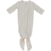 Taupe Stripe Ribbed Bamboo Knot Gown