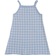 Blue Knit Gingham Dress