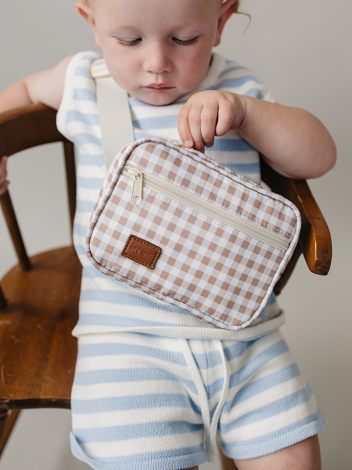 Tan Gingham Mini Fanny Pack