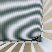 Green Stripes Muslin Crib Sheet