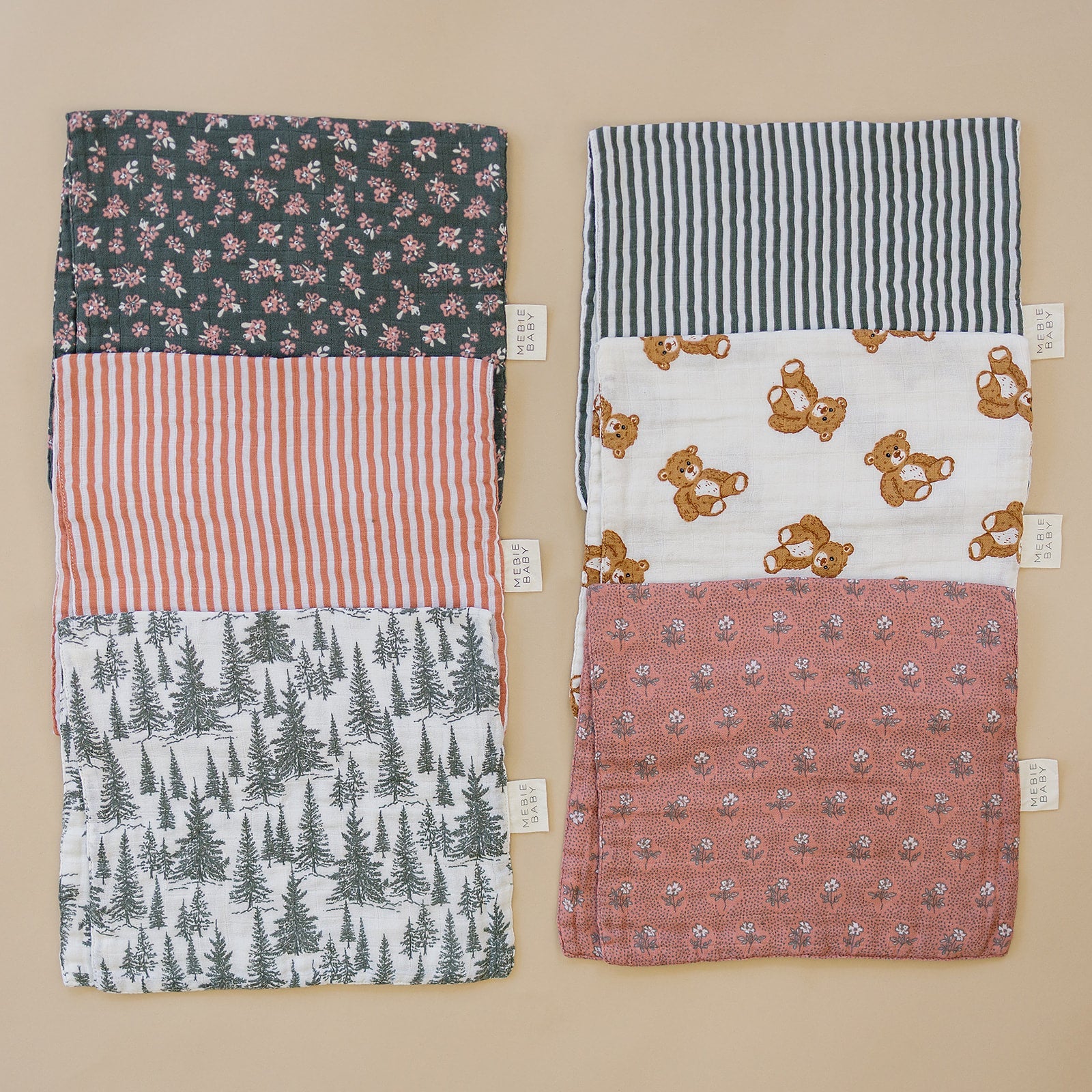 Green Stripes Muslin Burp Cloth