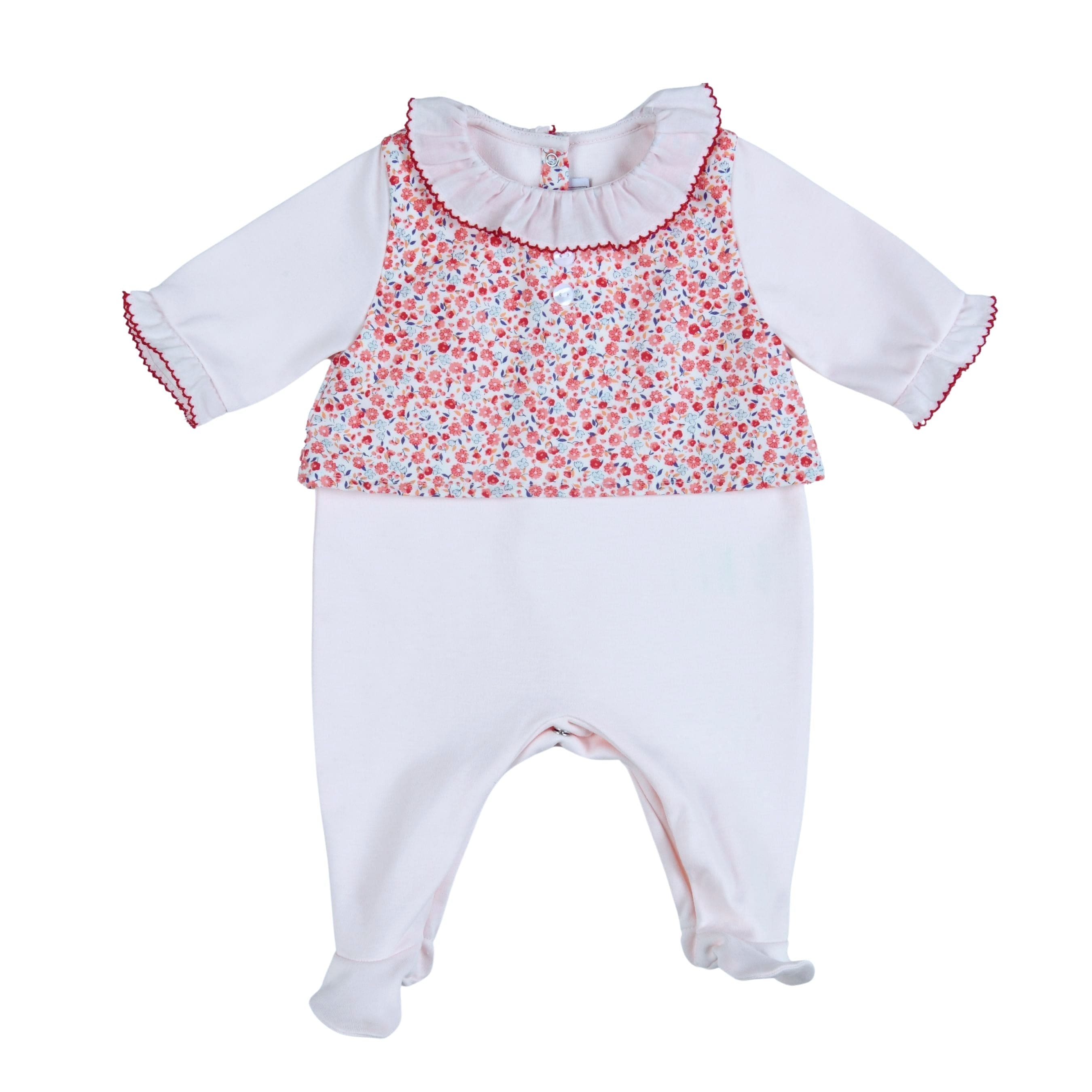 AGATHE | Baby Girls White Floral Organic Cotton All-in-One