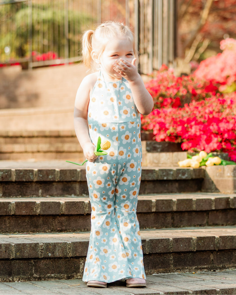 Andi Pleated Bell Bottom Jumpsuit - Happy Daisy