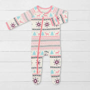 Holiday Reindeer Pink Footie