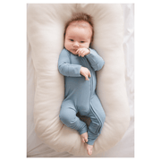Arona Blue Ribbed Baby Pajamas | Zipper Romper