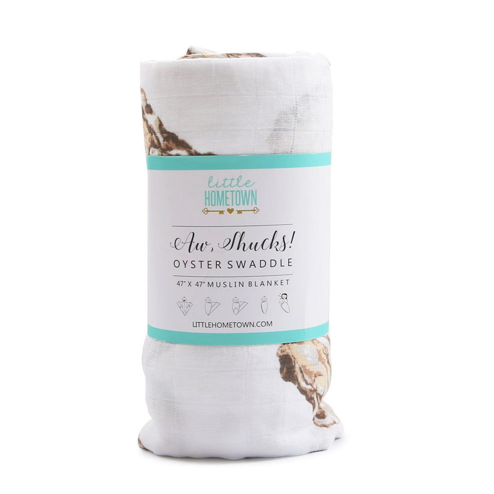 Aw Shucks! Oyster Baby Gift Set: Muslin Swaddle & Bib