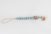 Duck Egg Blue Silicone Bead & Wood Ring Pacifier Clip